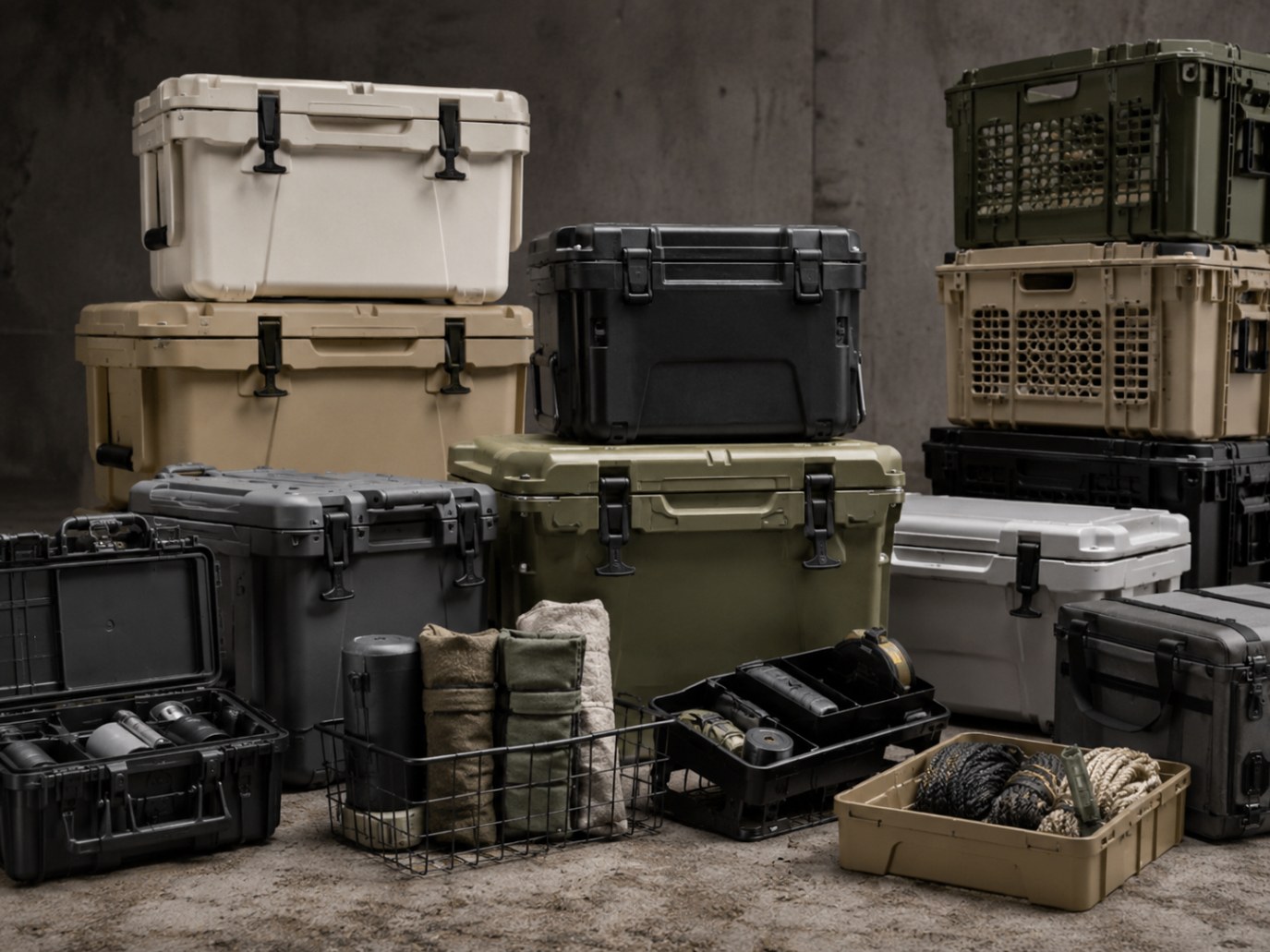 Tactical storage and durable hard goods assortment